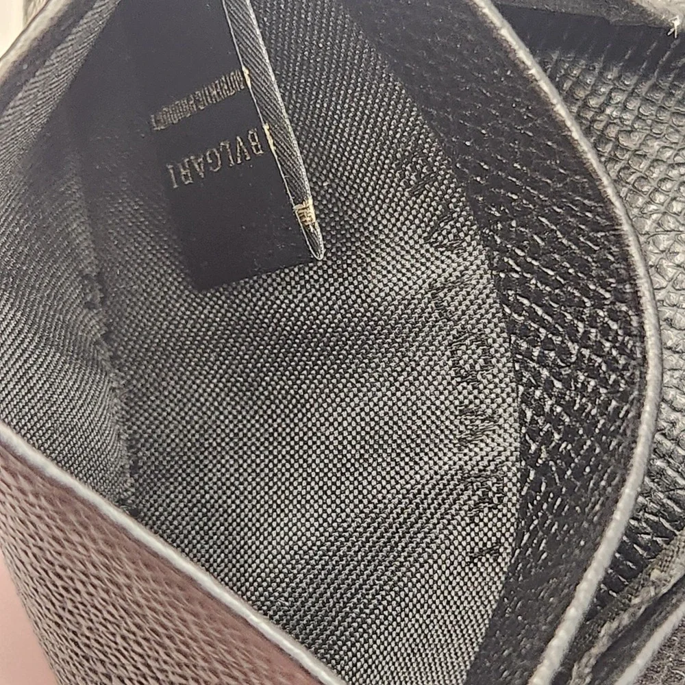 Bvlgari Black Textured Leather Card Holder Wallet Men's